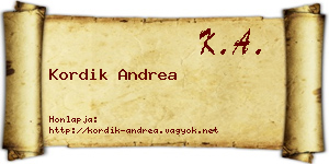 Kordik Andrea névjegykártya